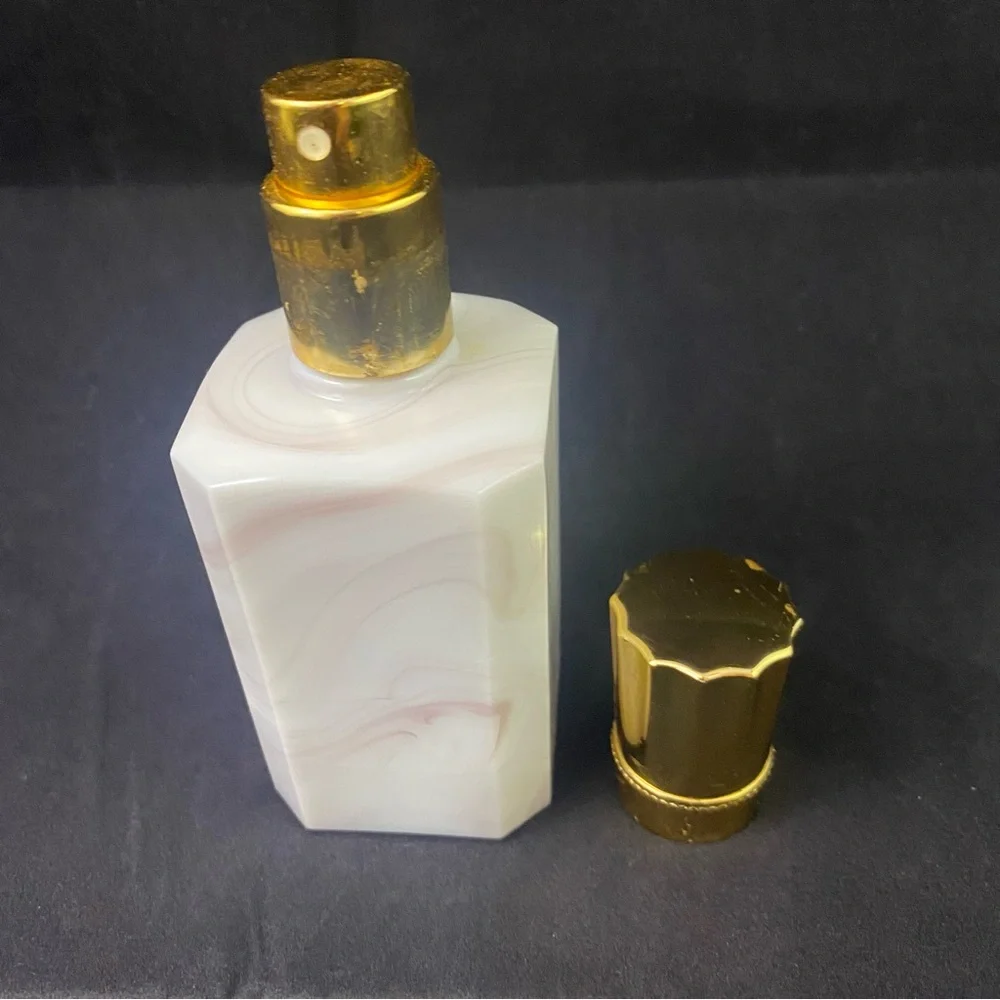 Vintage Empty Perfume Bottle Made In France Quartz or Marble Gold Cap